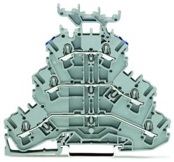 Třípatrová svorka průchozí/průchozí/průchozí svorka L/L/N šedá WAGO 2002-3233