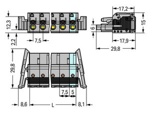 Pružinová svorka Push-in CAGE CLAMP šedá 2,5mm2 8pól. WAGO 2231-208/037-000