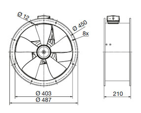 TXBR 400 Ecowatt IP44 úsporný potrubní axiální ventilátor ELEKTRODESIGN 8345809