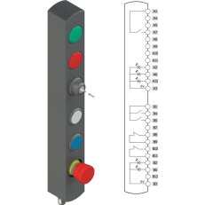 Ovládací jednotka BN 6 prvků (konfigurace A28) IP65 PIZZATO BNAC6ZA28