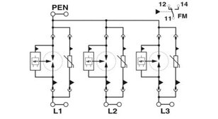 Kombinované svodiče typu 1+2 special FLT-SEC-T1+T2-3C-350/25-FM 2905469