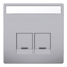 Centrální deska, Merten System D, RJ45 s popisovým polem, stainless steel, plast