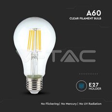 LED Bulb 10W Filament E27 A60 Clear Cover 3000K VT-1981-N, V-TAC SKU214410