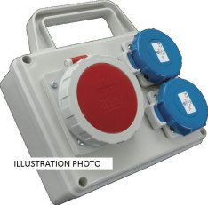 Minizásuvková rozvodnice Praktik-IP54, 1x1643, 2x230V s držákem ROSP 1630 D