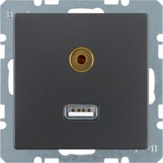 Zásuvka, USB/3,5 mm Audio, Q.x, antracit, sametová BERKER 3315396086