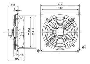 HXBR 200 Ecowatt IP44 úsporný nástěnný axiální ventilátor ELEKTRODESIGN 8345847