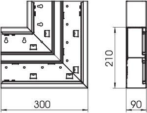 OBO GS-DFS90210RW Plochý roh, pro kanál Rapid 80, 90x210mm, čistě bílá Ocel