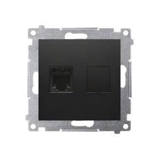 Telefonní zásuvka RJ12 jednonásobná, černá matná KONTAKT SIMON DT1.01/49