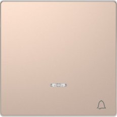 Kryt spínače Merten D-Life s průzorem a symbolem zvonku kov Brushed Gold