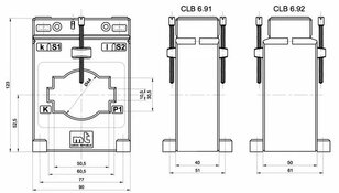 Měřící trafo CLB 6.92 600/1A 5VA 0,2 FS10 120% násuvné, otvor 60x10, 50x30, d44