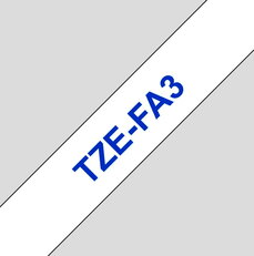 Páska BROTHER TZe-FA3, bílá/modrá (12mm, zažehlovací páska)