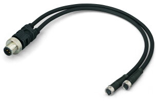 Kabel pro senzor/akční člen, 2x zásuvka M8,  přímá, Zástrčka M12A,  přímá 4pól.