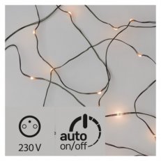 LED vánoční řetěz zelený nano, 4m, IP44, jantarová, časovač