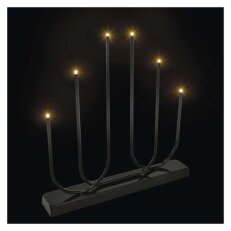 LED svícen kovový černý, 40 cm, 2x AA, vnitřní, teplá bílá EMOS DCAW24