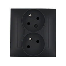 Zásuvka dvojnásobná s uzemněním, pootočená 16A, 250V~, černá matná DGZ2TS/49