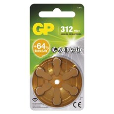 Baterie do naslouchadel GP ZA312 (PR41), 6 ks GP BATTERIES B35126