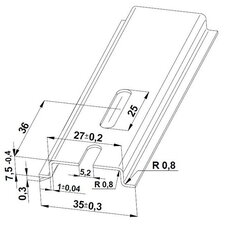 Lišta TH 35x7,5 - 1000 mm, perforovaná, pozink modrý, 5,2x25mm, cena za kus