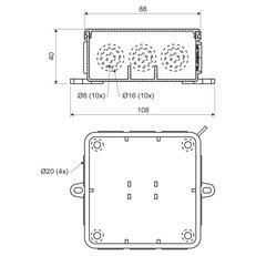 KRABICE S KRYTÍM IP 54, konfigurace KA, barva SVĚTLEŠEDÁ/RAL7035 KOPOS 8130_KA