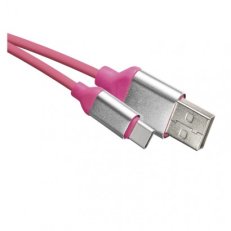 Nabíjecí a datový kabel USB-A 2.0/USB-C 2.0, 1 m, růžový EMOS SM7025P