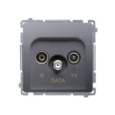 Zásuvka RTV-DATA 1x vstup: 5-865MHz, Inox KONTAKT SIMON BMAD.01/21