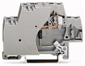 Svorka pro moduly dvoupatrová s bočnicí šedá 2,5mm2 DC24V Wago 280-502/281-589