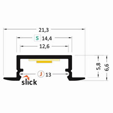 AL profil FKU14 J/S pro LED, bez plexi, 2m, černý elox FK TECHNICS 4739310
