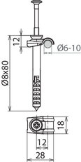 Držák vedení DEHNQUICK nerez s natloukací hmožďinkou 8x80mm pro d6-10mm 390122