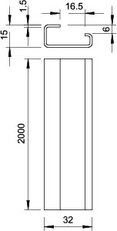 OBO 2064 GTP 2M Nosná lišta neděrovaná 2000x32x15 Ocel galv. zinek