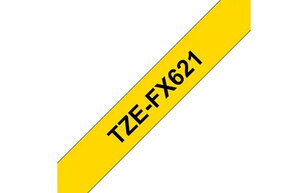 Páska BROTHER TZe-FX621,  žlutá/černá, 9 mm,  s flexibilní páskou