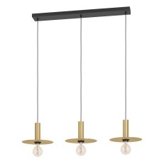 Závěsné svítidlo ESCANDELL E27 kartáčovaná mosaz/černá 3X40W EGLO 900732