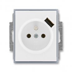 Zásuvka s clonkami s USB nabíjením 5569E-A02357 04 bílá/ledová šedá Element ABB