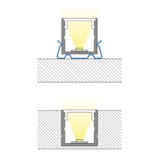 Přisazený hliníkový profil černý  PY 15x15mm, včetně mléčného difuzoru 1m