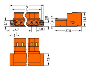 Konektor s pájecími piny CAGE CLAMP 2,5mm2 oranžová 8pól. WAGO 231-638/109-000