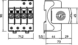 OBO V50-3+NPE-385 Kombinovaný svodič V50, 3pólový + NPE, 385 V