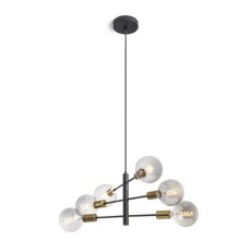 ARTEMIA 6 závěsná černá česaná mosaz 230V E27 6x15W RENDL R14399