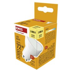 LED žárovka Basic MR16 bílá, GU10, 10 W (72 W), 1000 lm, teplá bílá EMOS ZL8F52