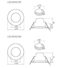 Vestavné LED svítidlo typu downlight LED BONO-R WHITE 5W WW 330lm
