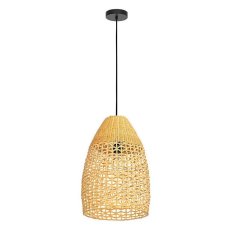 Závěsné svítidlo SAMBUCONA 1xE27 350 černá/RATTAN 40W IP20 EGLO 390237
