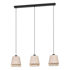 Závěsné svítidlo TABLEY 3xE27 černá/přírodní/bambus 3X40W IP20 EGLO 43976