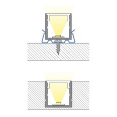 Přisazený hliníkový profil černý  PY 15x15mm, včetně mléčného difuzoru 1m