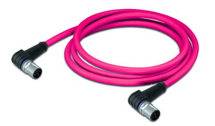 Kabel sercos, Zástrčka M12D,  úhlová, Zástrčka M12D,  úhlová, červená 4pól.