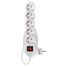 Prodlužovací kabel 1,5 m 5 zásuvek s vypínačem bílý PVC 1,5mm2 EMOS P1521R