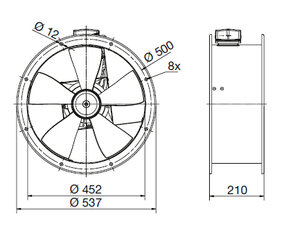 TXBR 450 Ecowatt IP44 úsporný potrubní axiální ventilátor ELEKTRODESIGN 8345821