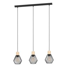 Závěsné svítidlo PALMORLA E27 černá/dřevo 3X60W IP20 EGLO 44094