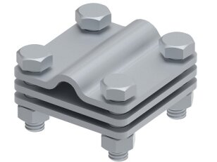 Křížová svorka L 55 na drát a pásku s mezidestičkou 8/10mm, páska 30mm StZn