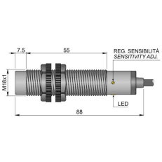 Kapacitní senzor d18 mm AECO SC18SP-CE10 NPN NO+NC