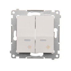 Přepínač dvojitý křížový, s orientačním LED, řazení 7 So, 10AX, 250V, bílá