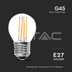 LED Bulb 6W Filament E27 G45 Clear Cover 3000K VT-2366, V-TAC SKU212842