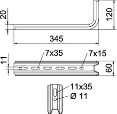 TPSA 345 FS Nástěnný a závěsný výložník TP, B345mm, Ocel, St OBO 6364306