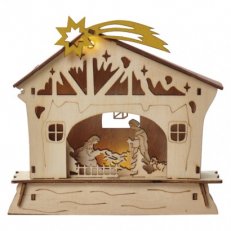 LED vánoční betlém, 18cm, 2× AAA, teplá bílá, časovač Emos